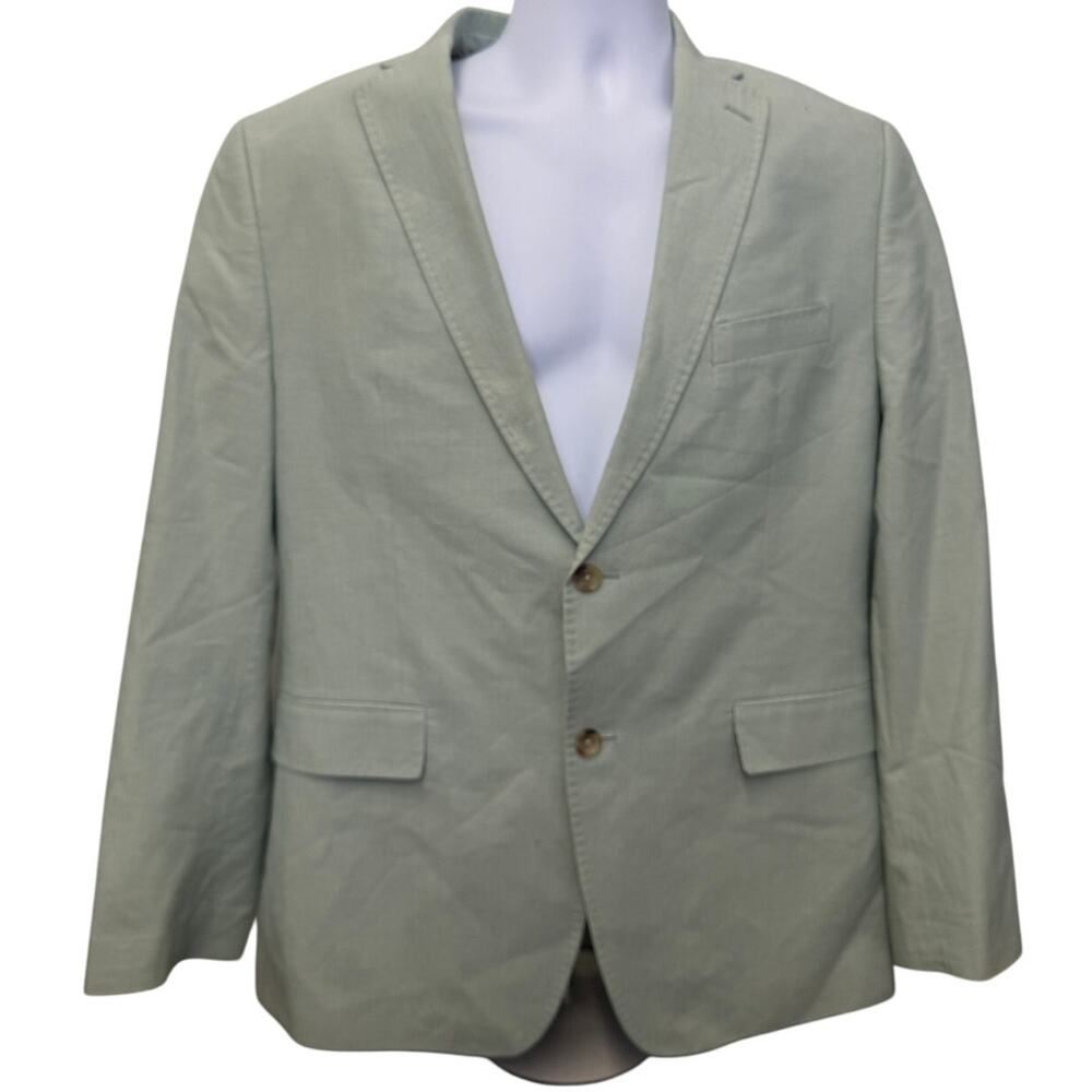 Alan Flusser Mens Two Button Blazer Jacket Green sage light 100% Cotton Size 42R - Picture 1 of 7